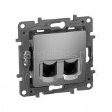Розетка двойная RJ45 + RJ45 категория 5 UTP (алюминий) ETIKA