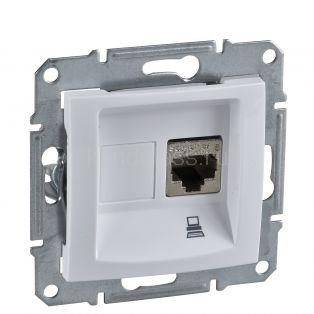 Розетка компьютерная RJ45-1 выход (белый) Sedna