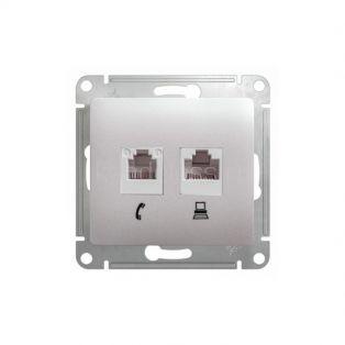 Розетка двойная RJ-45+RJ-45 кат.5е (алюминий) GLOSSA